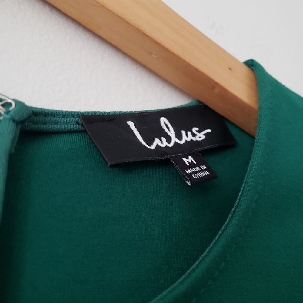 Lulu's Cumulonimbus Clouds Scalloped Hem Dress Green M - Picture 6 of 8